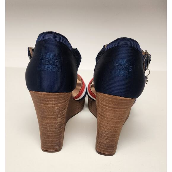 TOMS Women's Strappy Wedge Election Charms Sandals Size 12M Multicolor Red - Picture 11 of 14